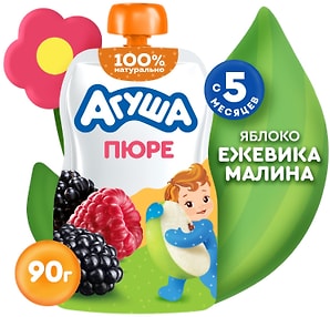 Изображение товара Пюре Агуша Яблоко-ежевика-малина 90г