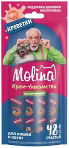 Изображение товара Крем-лакомство для кошек Molina с креветками 48г
