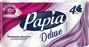 Изображение товара Туалетная бумага Papia Deluxe 8 рулонов 4 слоя 