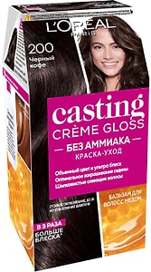 Изображение товара Краска-уход для волос Loreal Paris Casting Creme Gloss 200 Черный кофе