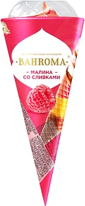 Изображение товара Мороженое Bahroma Конус Пломбир малина со сливками 100г