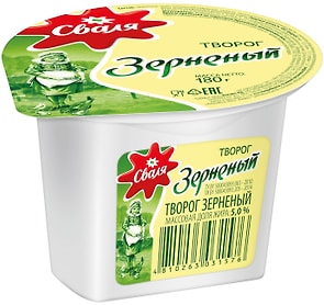 Изображение товара Творог зерненый Сваля 5% 180г