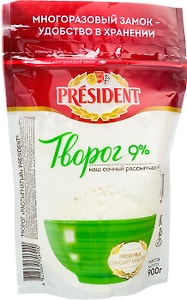 Изображение товара Творог President рассыпчатый 9% 900г