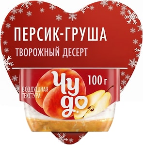 Изображение товара Творог взбитый Чудо Персик и груша 4.2% 100г