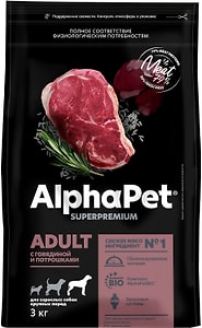 Изображение товара Сухой корм для собак AlphaPet Говядина и потрошка 3кг