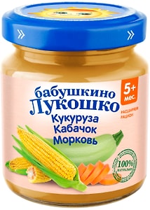 Изображение товара Пюре Бабушкино Лукошко Кукуруза-Кабачок-Морковь с 5 месяцев 100г