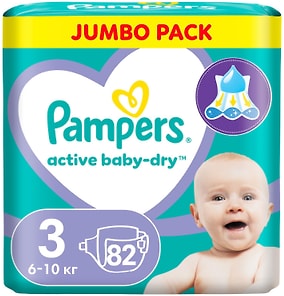 Изображение товара Подгузники Pampers Active Baby-Dry 3 размер / 6-10кг 82шт