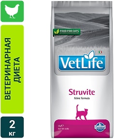 Изображение товара Сухой корм для кошек Farmina Vet Life Cat Struvite диетический с курицей при струвитных уролитах 2кг