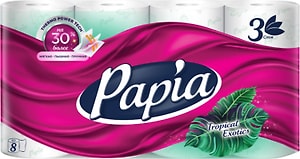 Изображение товара Туалетная бумага Papia Tropical Exotics 3 слоя 8 рулона
