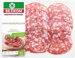 Изображение товара Колбаса Велком Брауншвейгская колбаса сырокопченая 90г