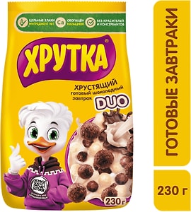 Изображение товара Готовый завтрак Хрутка Duo Шоколадный обогащенный кальцием 230г