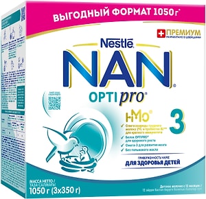 Изображение товара Смесь NAN 3 OPTIPRO молочная с 12 месяцев 1050г