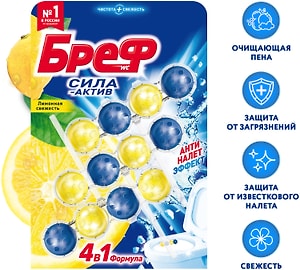 Изображение товара Туалетный блок Бреф Сила-Актив Лимонная свежесть 50г*3шт