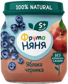 Изображение товара Пюре ФрутоНяня из яблоки черники 100г