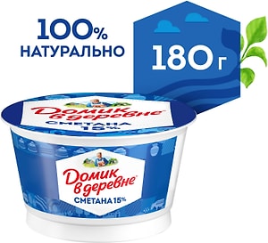 Изображение товара Сметана Домик в деревне 15% 180г