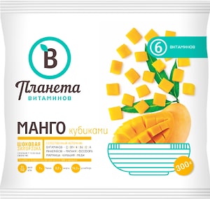 Изображение товара Манго Планета Витаминов кубики быстрозамороженная 300г