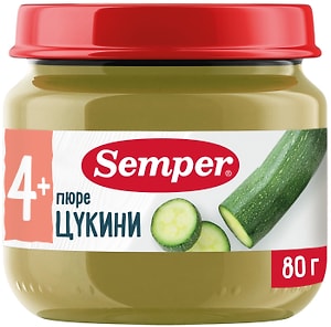 Изображение товара Пюре Semper Цукини с 4 месяцев 80г