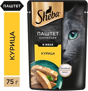 Изображение товара Влажный корм для кошек Sheba Нежный паштет в желе с курицей 75г