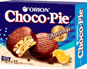 Изображение товара Пирожное Orion Choco Pie в глазури Апельсин и кусочки шоколада 360г