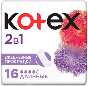 Изображение товара Прокладки ежедневные Kotex 2в1 Длинные 16шт