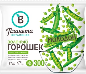 Изображение товара Зеленый горошек Планета Витаминов быстрозамороженный 300г