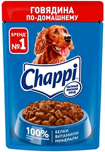 Изображение товара Влажный корм для собак Chappi Сытный Мясной Обед Говядина По-Домашнему 85г