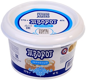 Изображение товара Творог зерненый Рузский 4% 175г