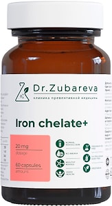 Изображение товара БАД Dr. Zubareva Железо бисглицинат хелат Iron chelate+ 400мг 60 капсул