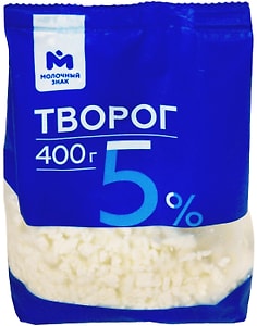 Изображение товара Творог Молочный знак 5% 400г