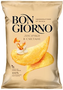 Изображение товара Чипсы Bon Giorno картофельные со вкусом Лисички в сметане 80г