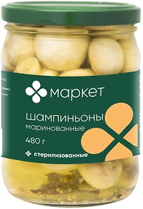 Изображение товара Шампиньоны Маркет маринованные мини с паприкой и специями 480г