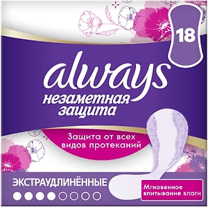 Изображение товара Прокладки Always Незаметная защита Экстраудлиненные ежедневные 18шт