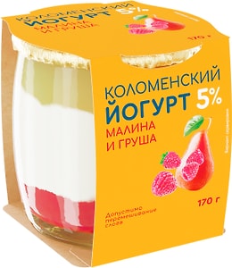 Изображение товара Йогурт Коломенский Малина груша 5% 170г
