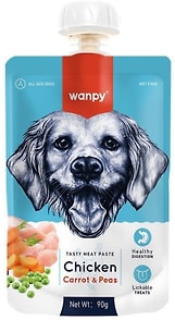 Изображение товара Лакомство для собак Wanpy Dog Мясной мусс из курицы и моркови с горохом 90г