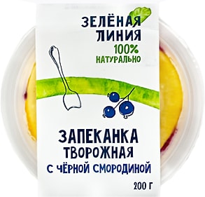 Изображение товара Запеканка Маркет Зеленая линия творожная с черной смородиной 200г