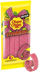Изображение товара Мармелад Chupa Chups Страйпсы кислые со вкусом клубники 120г