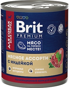 Изображение товара Влажный корм для собак Brit Premium Мясное ассорти с индейкой 750г
