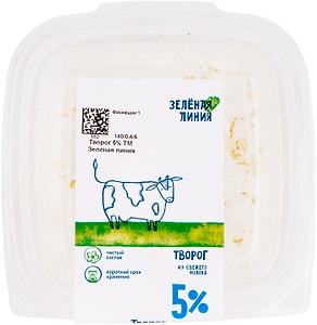 Изображение товара Творог Зеленая линия 5% 400г