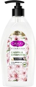 Изображение товара Гель для душа Camay Botanicals Японская сакура с натуральными экстрактами и маслами без парабенов 750мл