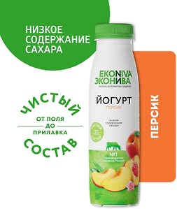 Изображение товара Йогурт питьевой ЭкоНива с персиком 2.5% 300г