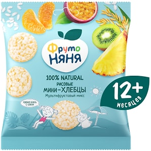 Изображение товара Мини-хлебцы ФрутоНяня рисовые Мультифруктовый микс с 12 месяцев 30г