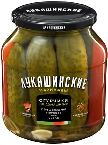 Изображение товара Огурчики Лукашинские маринованные по-домашнему со сладким перцем 670г