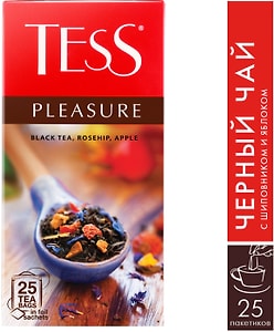 Изображение товара Чай черный Tess Pleasure с шиповником и яблоком 25*1.5г