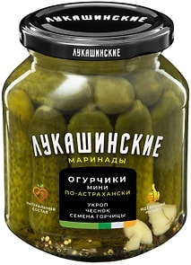 Изображение товара Огурчики Лукашинские маринованные с пряной зеленью 340г