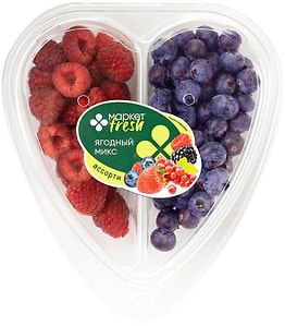 Изображение товара Малина и голубика в сердце 250г упаковка