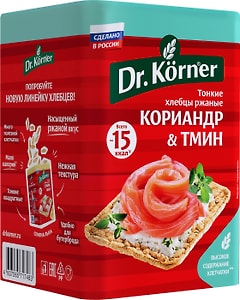 Изображение товара Хлебцы Dr.Korner Ржаные хрустящие с кориандром и тмином 100г 