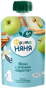 Изображение товара Пюре ФрутоНяня Шарлотка с яблоком и печеньем 90г