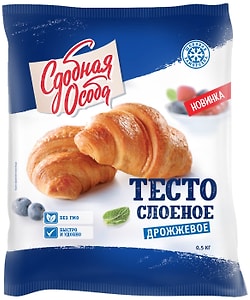 Изображение товара Тесто слоеное Сдобная особа дрожжевое 500г