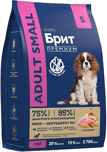 Изображение товара Сухой корм для собак Brit Premium Dog Adult Small с курицей 1кг