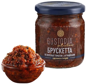 Изображение товара Брускетта Gustoria из вяленых томатов с артишоками 195г